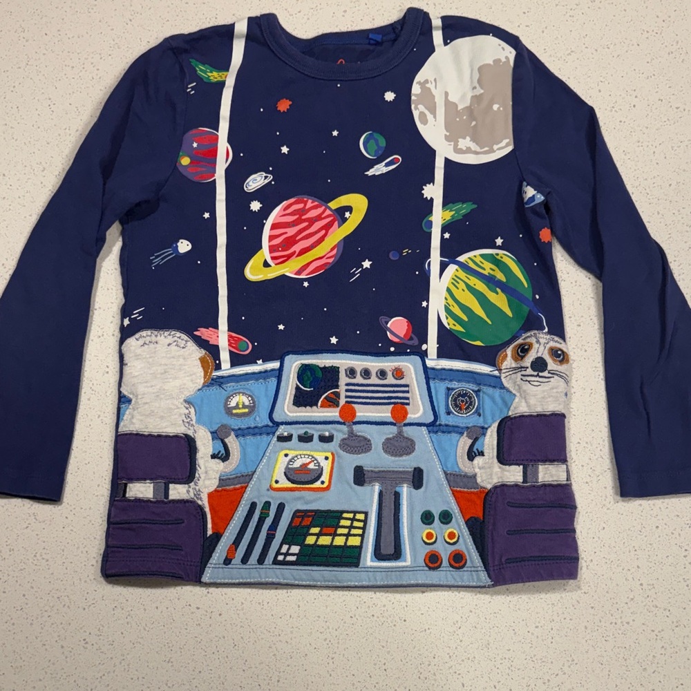 Mini Boden Space Adventure Long Sleeve Tee - Blue and Multicolor